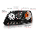 ANZO 1997.5-2003 Ford F-150 Projector Headlights w/ Halo and LED Black 1pc-5