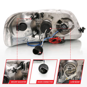 ANZO 1997.5-2003 Ford F-150 Projector Headlights w/ Halo and LED Black 1pc - 0
