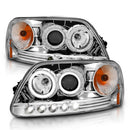 ANZO 1997.5-2003 Ford F-150 Projector Headlights w/ Halo and LED Chrome 1pc-1