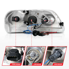ANZO 1997.5-2003 Ford F-150 Projector Headlights w/ Halo Chrome 1pc - 0