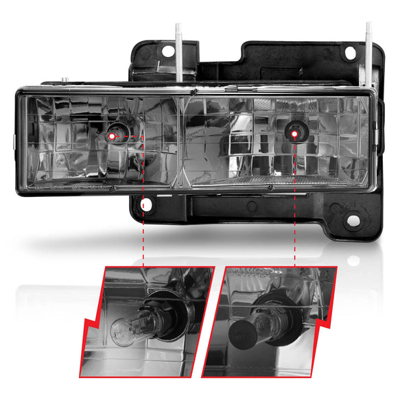 ANZO 1988-1998 Chevrolet C1500 Crystal Headlights w/ Smoke Lens