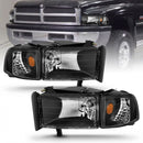 ANZO 1994-2001 Dodge Ram Crystal Headlights Black-1