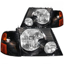 ANZO 2002-2005 Ford Explorer Crystal Headlights Black w/ Corner Lights 2pc-1