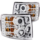 ANZO 2007-2013 Chevrolet Silverado 1500 Projector Headlights w/ Halo Chrome-1