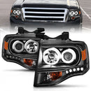 ANZO 2007-2014 Ford Expedition Projector Headlights w/ Halo Black-1