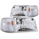ANZO 1993-1997 Ford Ranger Crystal Headlights Chrome w/ Corner Lights 2pc-1