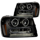 ANZO 2002-2009 Chevrolet Trailblazer Projector Headlights w/ Halo Black-1