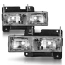 ANZO 1988-1998 Chevrolet C1500 Crystal Headlights Chrome w/o Bulbs-1