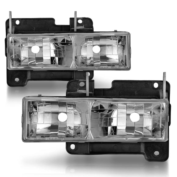 ANZO 1988-1998 Chevrolet C1500 Crystal Headlights Chrome w/o Bulbs