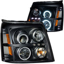 ANZO 2002-2006 Cadillac Escalade Projector Headlights w/ Halo Black (CCFL)-1