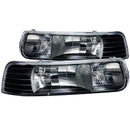 ANZO 1999-2002 Chevrolet Silverado 1500 Crystal Headlights Black-1