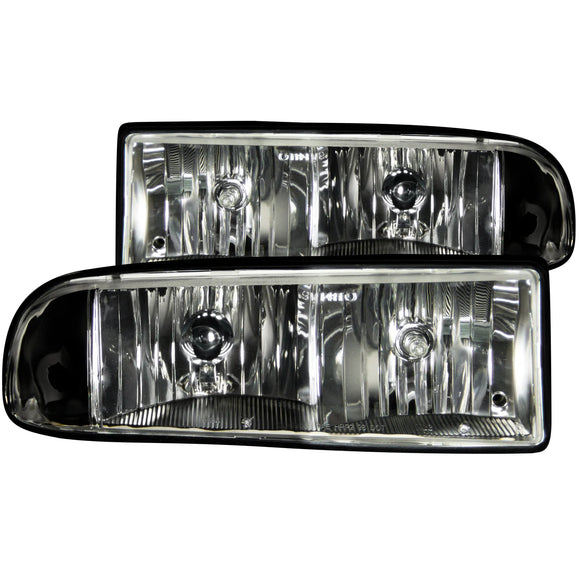 ANZO 1998-2005 Chevrolet S-10 Crystal Headlights Black