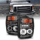 ANZO 2008-2010 Ford F-250 Projector Headlights w/ Halo Black (CCFL)-1