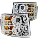ANZO 2007-2013 Chevrolet Silverado 1500 Projector Headlights w/ Halo Chrome-1