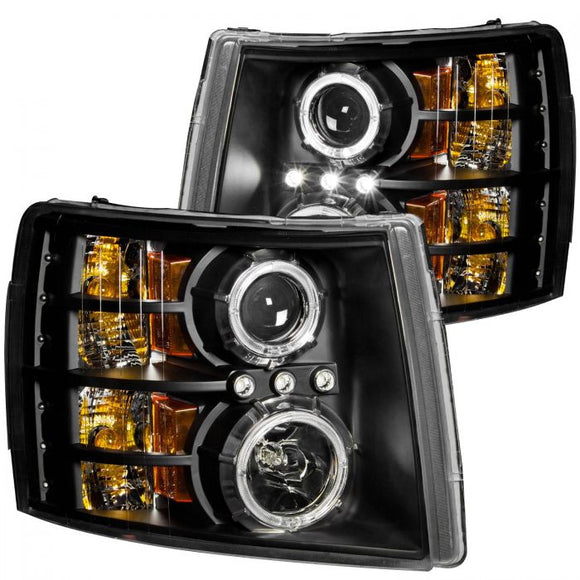 ANZO 2007-2013 Chevrolet Silverado 1500 Projector Headlights w/ Halo Black