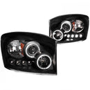 ANZO 2006-2008 Dodge Ram 1500 Projector Headlights w/ Halo Black-1