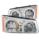 ANZO 2003-2006 Chevrolet Silverado 1500 Crystal Headlights w/ Halo Chrome-1