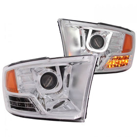 ANZO 2009-2016 Dodge Ram 1500 Projector Headlights w/ U-Bar Chrome
