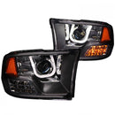 ANZO 2009-2016 Dodge Ram 1500 Projector Headlights w/ U-Bar Black-1
