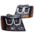 ANZO 2007-2013 Chevrolet Avalanche Projector Headlights w/ U-Bar Black-1