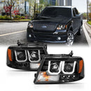ANZO 2004-2008 Ford F-150 Projector Headlights w/ U-Bar Black-1