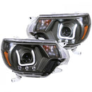 ANZO 2012-2015 Toyota Tacoma Projector Headlights w/ U-Bar Black-1