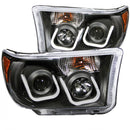 ANZO 2007-2013 Toyota Tundra Projector Headlights w/ U-Bar Black-1