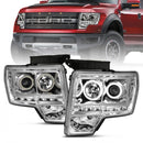 ANZO 2009-2014 Ford F-150 Projector Headlights w/ Halo Chrome (CCFL) G2-1