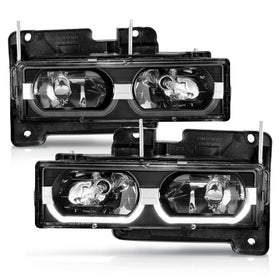 ANZO 1988-1998 Chevrolet C1500 Crystal Headlights Black w/ Low - Brow