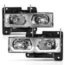 ANZO 1988-1998 Chevrolet C1500 Crystal Headlights Chrome w/ Low - Brow-1
