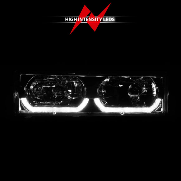 ANZO 1988-1998 Chevrolet C1500 Crystal Headlights Chrome w/ Low - Brow