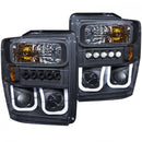 ANZO 2008-2010 Ford F-250 Projector Headlights w/ U-Bar Black-1