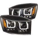 ANZO 2006-2008 Dodge Ram 1500 Projector Headlights w/ U-Bar Black-1