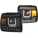 ANZO 2014-2015 Gmc Sierra Projector Headlights w/ U-Bar Black-1