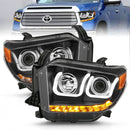 ANZO 2014-2015 Toyota Tundra Projector Headlights w/ U-Bar Black w/ DRL-1