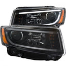 ANZO 2014-2015 Jeep Grand Cherokee Projector Headlights w/ Plank Style Design Black-1