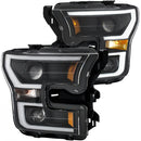 ANZO 2015-2016 Ford F-150 Projector Headlights w/ Plank Style Design Black w/ Amber-1