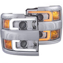 ANZO Projector Headlights 15-17 Chevrolet Silverado 2500HD / 3500HD Chrome w/ Chrome Rim-1