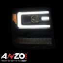 ANZO 16+ Chevy Silverado 1500 Projector Headlights Plank Style Black w/Amber/Sequential Turn Signal-2