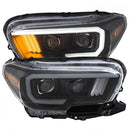 ANZO 2016-2017 Toyota Tacoma Projector Headlights w/ Plank Style Design Black/Amber w/ DRL-1