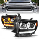 ANZO 14-18 Toyota Tundra w/ LED DRL Projector Headlights w/ U-Bar Switchback Black w/ DRL-1