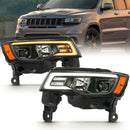 ANZO 2017-2018 Jeep Grand Cherokee Projector Headlights w/ Plank Style Switchback - Black w/ Amber-1