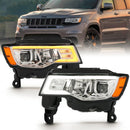 ANZO 2017-2018 Jeep Grand Cherokee Projector Headlights w/ Plank Style Switchback - Chrome w/ Amber-1