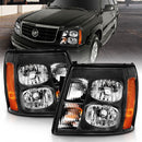 ANZO 2003-2006 Cadillac Escalade Crystal Headlight Black Amber-1