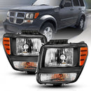ANZO 2007-2012 Dodge Nitro Crystal Headlight  Black Amber-1