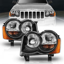ANZO 2008-2010 Jeep Grand Cherokee Crystal Headlight  Black Amber-1