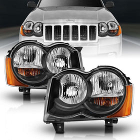 ANZO 2008-2010 Jeep Grand Cherokee Crystal Headlight  Black Amber
