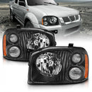ANZO 2001-2004 Nissan Frontier Se Crystal Headlight Black Amber Reflector-1