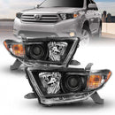 ANZO 2011-2013 Toyota Highlander Projector Headlight  Black Amber-1