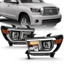 ANZO 2007-2014 Toyota Tundra Projector Light Bar H.L Black Amber(Led High Beam) (Halogen Version)-1
